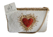 Mary Frances Heart Burst Beaded Crystal Cross body Bag