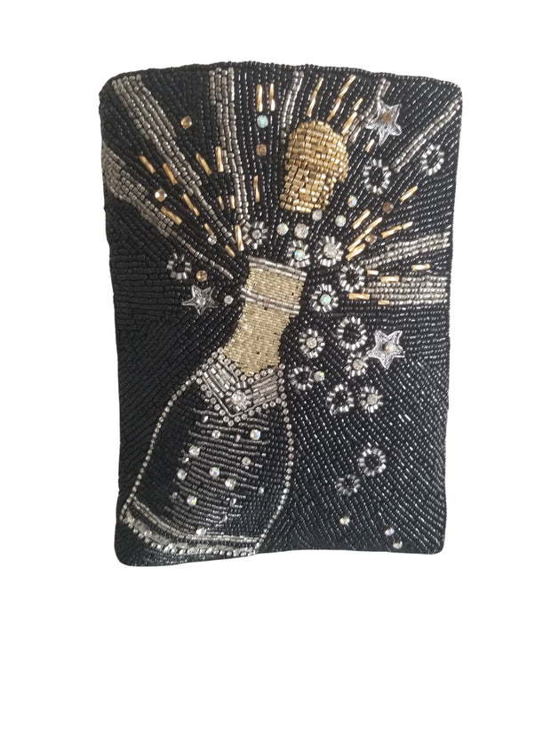 Mary Frances Champagne Party Beaded Ladies Cell Phone Mini Cross Body Bag