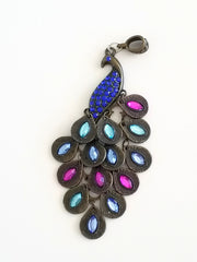 Peacock Crystal Rhinestone Free Form Pendant