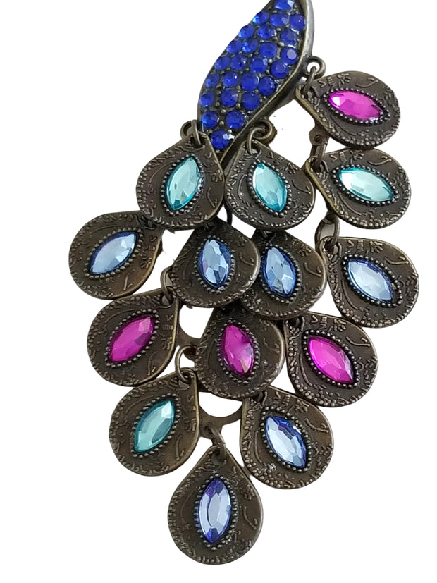 Peacock Crystal Rhinestone Free Form Pendant