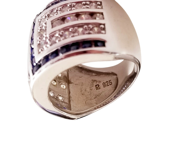 RS Collection CZ 925 Silver Wide Band Ring