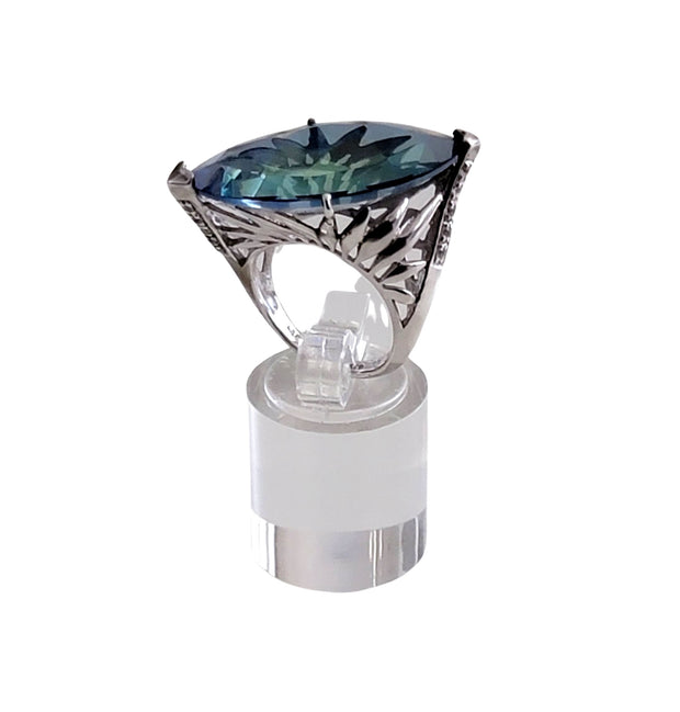 RSI Silver Large Blue Marquise Stone Ring 925