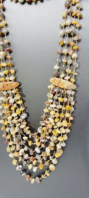 Sajen 925 Multi Strand Polished Stone Necklace Bracelet Set