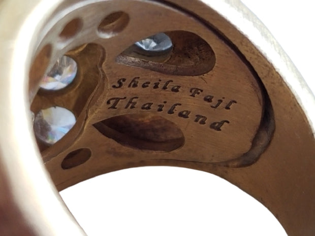 Sheila Fajl Dome CZ Rhinestone 18K Gold Overlay Ring