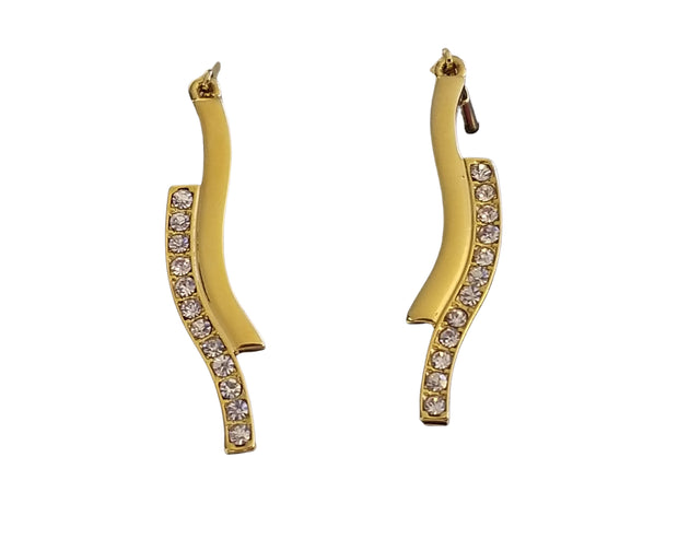 NWT T Tahari Bar Crystal Rhinestone Pierced Earrings