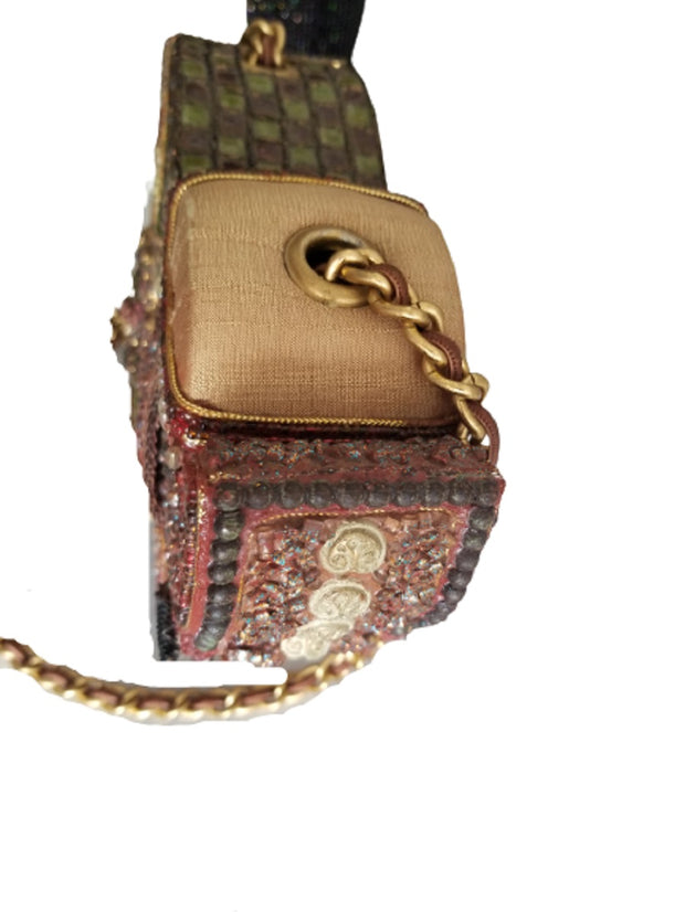 Vintage Mary Frances Wooden Embellished Shoulder Bag