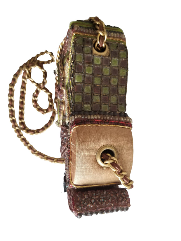 Vintage Mary Frances Wooden Embellished Shoulder Bag