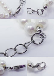 White Faux Pearl Floral Necklace Bracelet Bridal Set