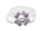White Faux Pearl Floral Necklace Bracelet Bridal Set