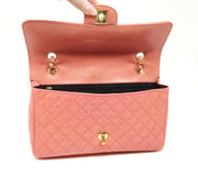 Chanel Classic Flap CC Charms Quilted Patent Leather Medium Salmon Pink Shoulder Bag