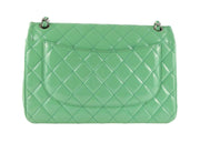 Chanel Patent Leather Double Flap Jumbo Lime Green Shoulder Bag