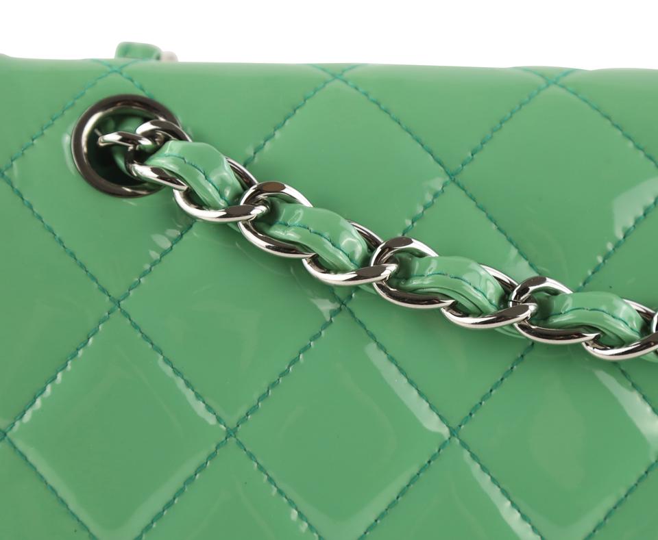 Chanel Patent Leather Double Flap Jumbo Lime Green Shoulder Bag ...