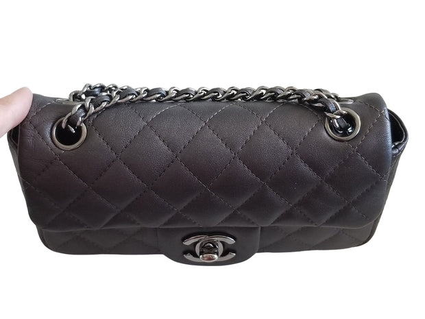 Chanel Classic Flap Iridescent Gunmetal Gray Mini Crossbody Bag –  Parisdiva.Com