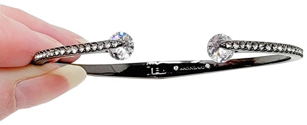 Givenchy Gunmetal Pave Crystal Hinged Oval Bangle Cuff Bracelet