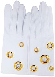 Hermes White Leather Grommet Fashion Gloves in Box