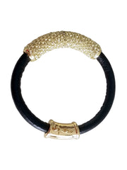 Joan Boyce Gold Crystal Leather Magnetic Wrap Bangle Bracelet