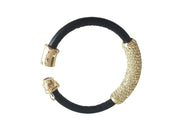 Joan Boyce Gold Crystal Leather Magnetic Wrap Bangle Bracelet