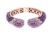 Joan Boyce Swarovski Purple Crystal Cuff Snap Bangle Bracelet