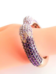 Joan Boyce Swarovski Purple Crystal Cuff Snap Bangle Bracelet