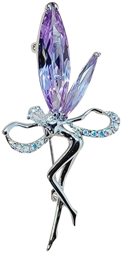 Collectible Boxed Kirk's Folly Purple Crystal Angel Fairy Brooch Pin
