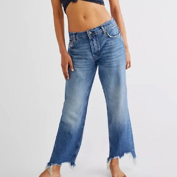 NWT Free People We the Free Maggie Mid-rise Straight Button Front Crop Jeans