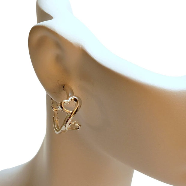 NWT LA Rocks Sterling Silver Double Heart Pierced Earringss