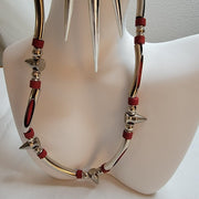 Red Spike Punk Gothic Wednesday Necklace