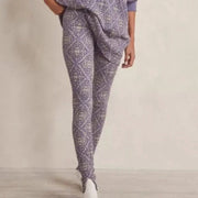 Free People Early Night Slimming Printed Thermal Leggings ribbed Lavender Small