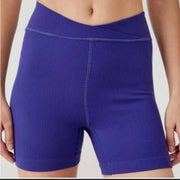 Free People Free Throw Ribbed Shorts Outerspace Blue Yoga Gym Biking NWT