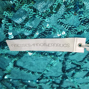 NWT Dresses and Other Drugs Turquoise Blue Sequin Lined Mini Skirt Size M