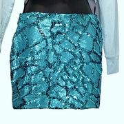 NWT Dresses and Other Drugs Turquoise Blue Sequin Lined Mini Skirt Size M
