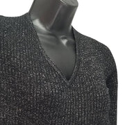 NWT OPEN EDIT Knit Cutout Sweater Mini dress In Black Silver Sparkle XL