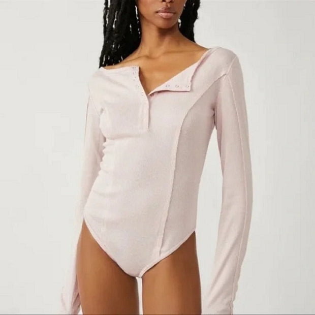 Free People Sloane Bodysuit in Pink Nectar Size Small NWT OB1570623