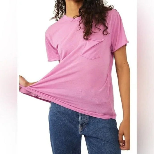 NWT Free People Vella Tee Cypress Women's Size XS Pink Plum Knit Soft Cotton