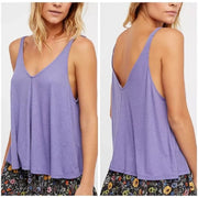 Free People Dani Tank Top Dusty Iris Ribbed Top Camisole Relaxed Fit NWT Size Va