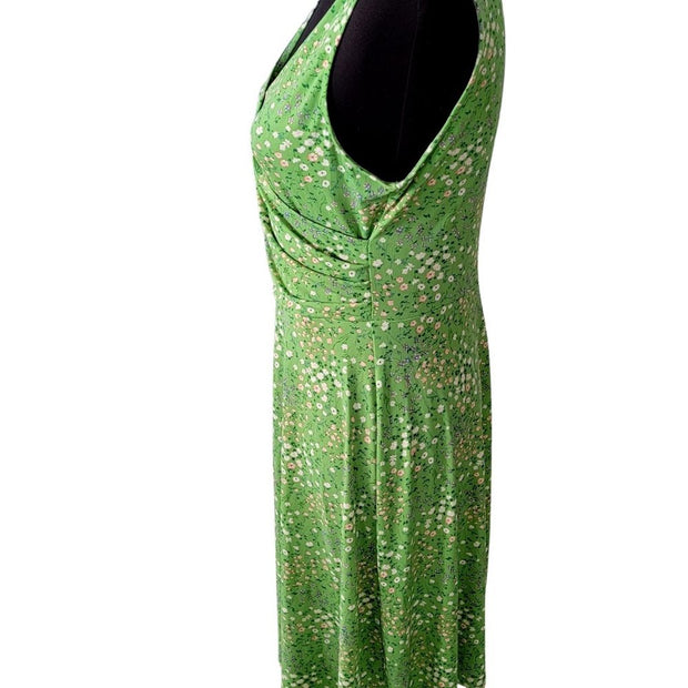 Kaileigh Green Floral faux wrap Sleeveless Summer Dress Size Medium NWOT