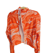 NWT Nova Bathing Suit Summer Workout Orange Zip Crop Top Size Small
