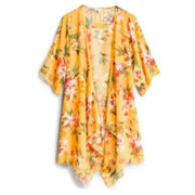 EMORY PARK Stitch Fix Landry Crochet Trim Open Kimono Yellow Floral Size Med New