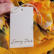 EMORY PARK Stitch Fix Landry Crochet Trim Open Kimono Yellow Floral Size Med New