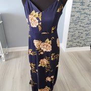 Nine Britton Jersey Knit Navy Floral Maxi Dress Size Medium
