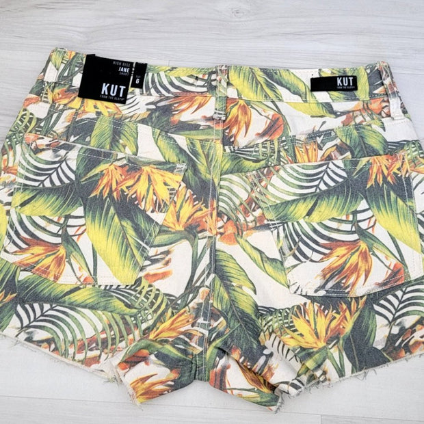 NWT KUT Jane High Rise Tropical Blossom Shorts Size 6