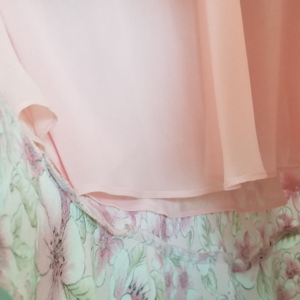 Ann Taylor The Loft Pink Floral Chiffon Lined Dress Size 12 Petite EUC
