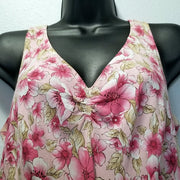 Ann Taylor The Loft Pink Floral Chiffon Lined Dress Size 12 Petite EUC
