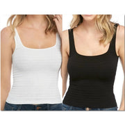 TWO Free People White and Black Tank Tops Square One Seamless Cami NWT