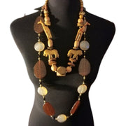 Variety of Brown Necklaces Safari Elephant Stones 15 pieces