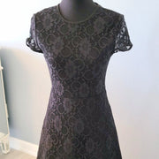 Forever 21 Black Crochet Stencil Lace Lined Dress Size Small