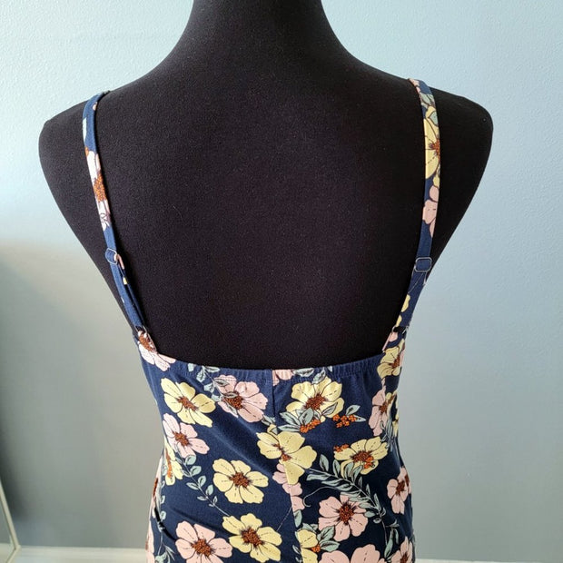 NWOT Nine Britton Long Maxi Jersey Stretch Knit Floral Navy Dress Size M