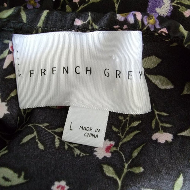 FRENCH Grey One Shoulder Floral Dress-NWOT Size Large