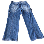 Vintage Blue Carpenter Pockets High Rise Waist Flare Jeans
