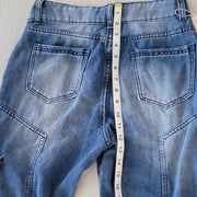 Vintage Blue Carpenter Pockets High Rise Waist Flare Jeans